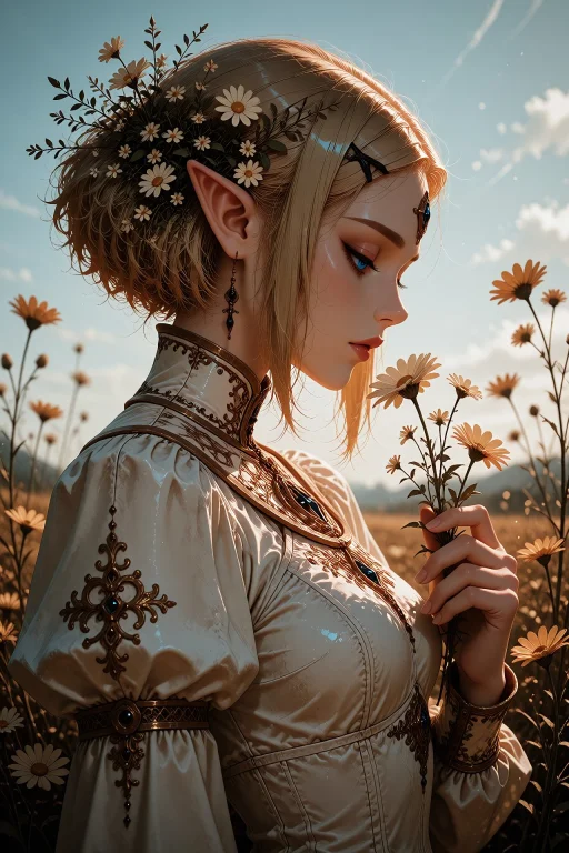 Semi-realistic 2.5d Anime Illustration. An Elegant Woman In...