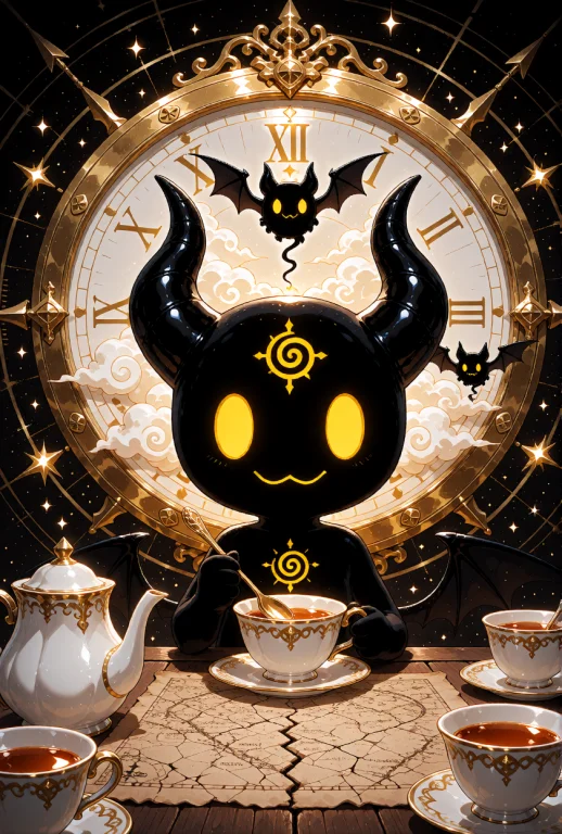 A Small Demon Creature With A Glossy Black Obsidian-like Bod...