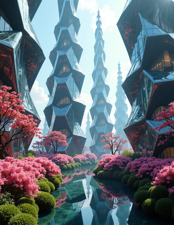 Towering Spires Of Interconnected Habitation Modules, Each M...
