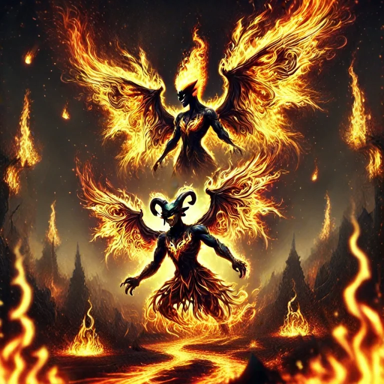 Flamestyle, Balrog, Demonic Horns, Glowing Yellow Eyes, Shar...