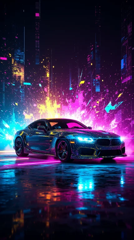 Photoreal Glitchstorm Of A Sports Car Mid-drift, Rgb Channel...