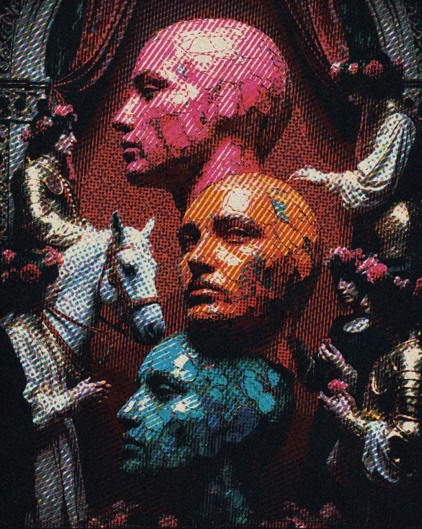 Zidiusart Three Monumental Heads Rendered In Silhouette Stac...