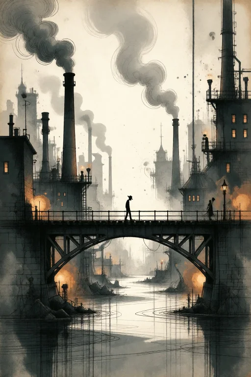Strangedaal. Subject An Iron Railway Bridge Over A Dark Rive...