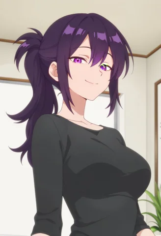 1girl,solo,mm,mature Female,purple Eyes,purple Hair,long Hai... — Stable Diffusion AI Prompt: 1girl,solo,mm,mature female,purple eyes,purple hair,long hair,ponytail,anime col...