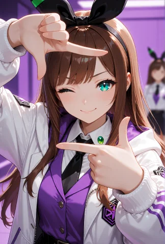 Kizuna AI Digital Painting — Stable Diffusion AI Prompt: Kizuna AI, a virtual humanoid android, featuring long light-brown hair with blun...