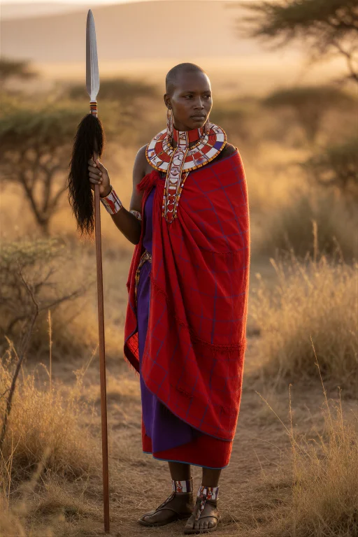 A Cinematic Photograph, A Maasai Female Warrior In Her Twent...