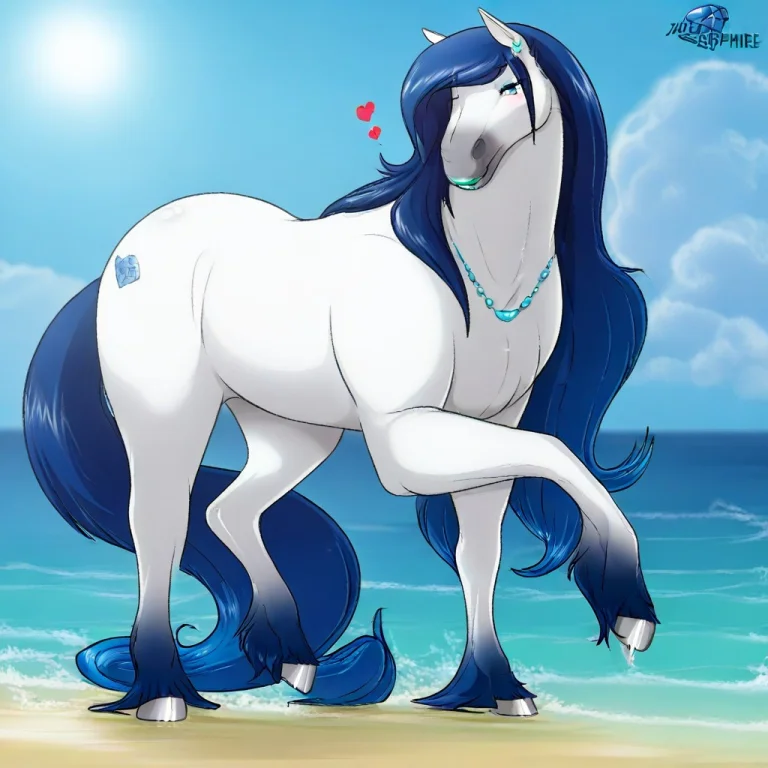 Jade-sapphirewalter Sache,horse,white Body,blue Hair,blue Ey...