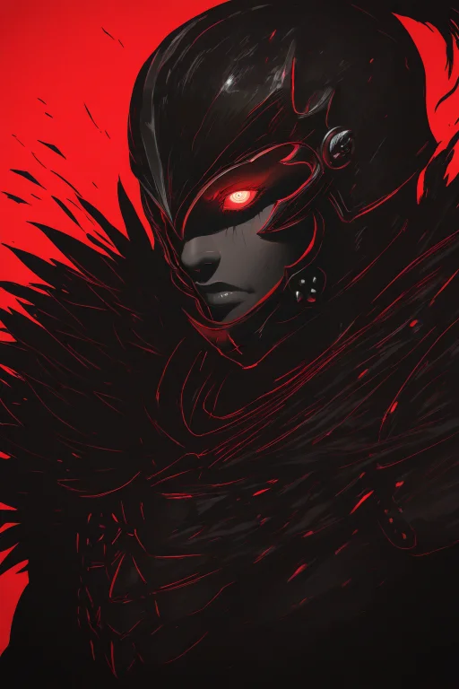 Masterpiece, Best Quality, Lone Barbarian, Red Theme, Black...