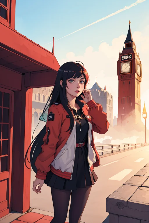 1girl, Artistic Digital Painting, Palestinian City And Red G...
