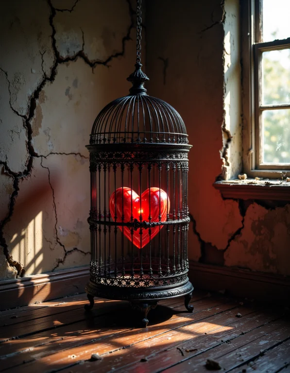 Aidmahidreamstyle, A Dramatic Symbolic Artwork Of A Red Hear...