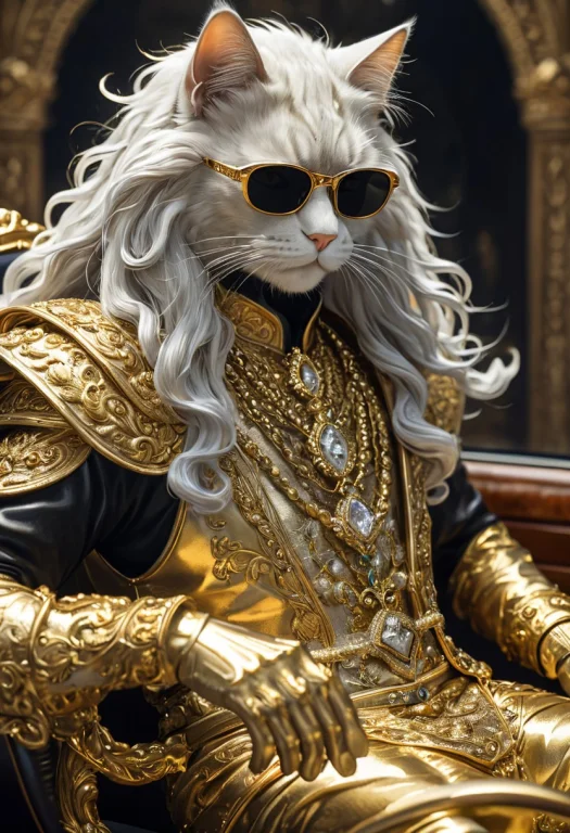 Long Hair Cat Man, A Closeup Of Fantastical Image Of A Cat M...