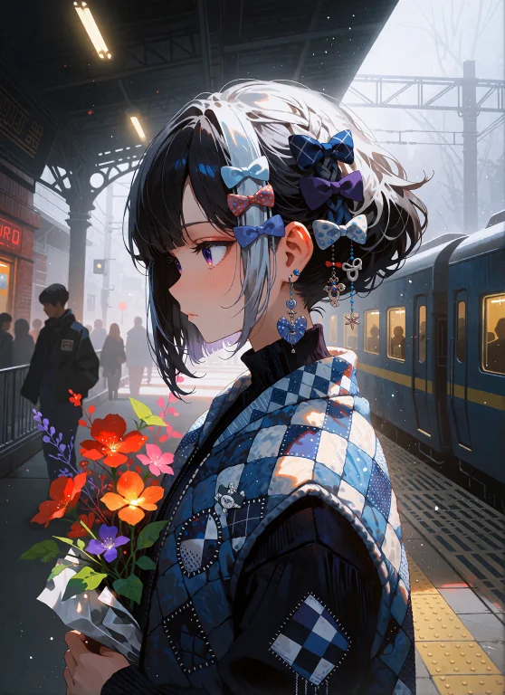Modenijianime, A Young Woman With Asymmetrical Bob, Colored...