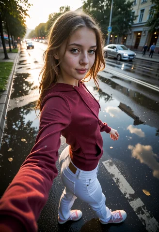 Candid Manner Photo. , . Kira. - , , . Kira... — Stable Diffusion AI Prompt: Candid manner photo. Общий план, вид сбоку в полный рост. Kira. Полностью одета...