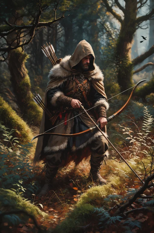 Darkfantasy, Digital Painting, A Skilled Hunter Moves Quietl...