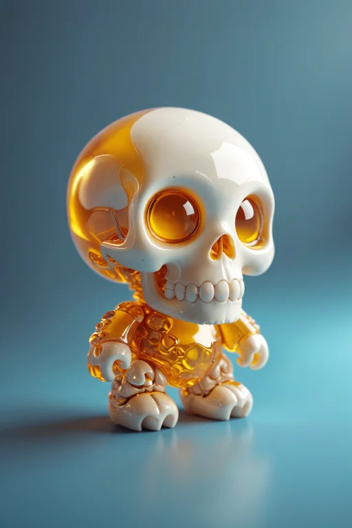 Cute Skull Toy Art With Transparent Acrylic Body Covering Th...