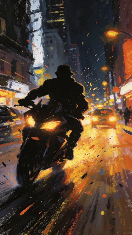 Impressionist Crayon Painting,a Portrait Of Speed, Silhouett...