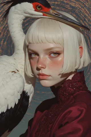 A Hyper-realistic Close-up Portrait Of A Fair-skinned Woman... — Stable Diffusion AI Prompt: A hyper-realistic close-up portrait of a fair-skinned woman with short, platinum...