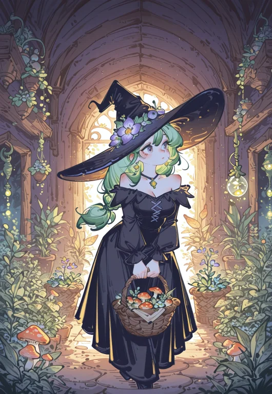 Witch, Botanist, Herbs, Plants, Fungus, Grab Basket, Light,...