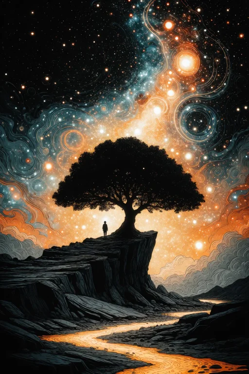 Zidiusart, A Cosmic Fantasy Landscape Illustration In A Deta...