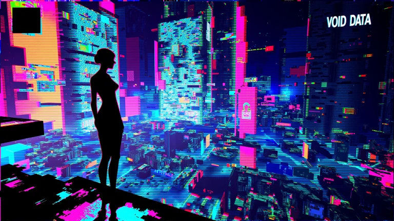 A Female Silhouette Stands Motionless On A Carbon-fiber Ledg...