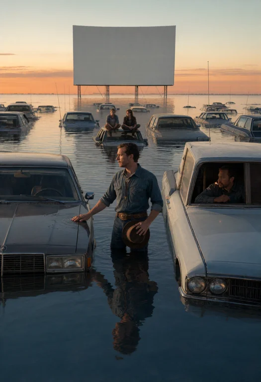 A Prairie Drive-in Theater Sits Under Six Feet Of Water That...