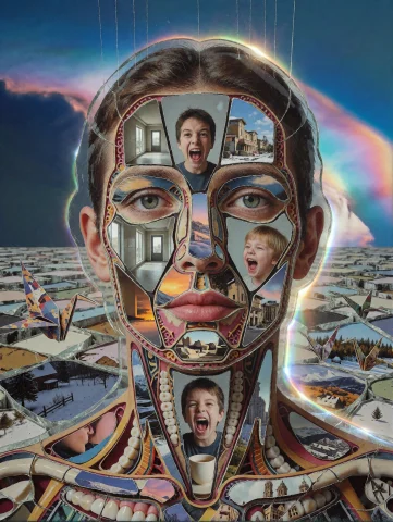 No Words No Text Safe For Work. A Photo Of A Collage. The Mi... — Stable Diffusion AI Prompt: no words! no text! safe for work. a photo of a collage. The mirror is not hung —...