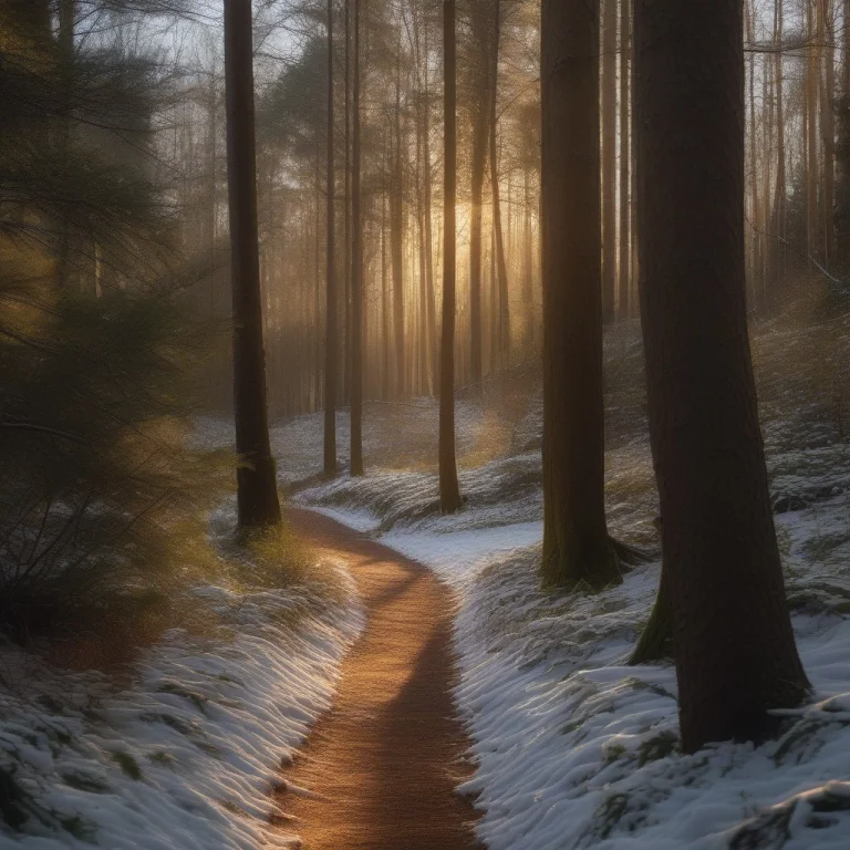 A Forest Trail Dappled With Late Afternoon Light, 85mm Portr...