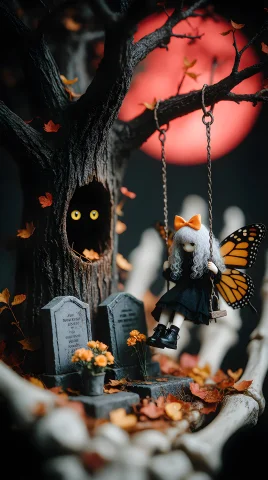 A Small Macro Scene Of A Small Graveyard With A Couple Of Gr... — Stable Diffusion AI Prompt: A small macro scene of a small graveyard with a couple of gravestones and flower...