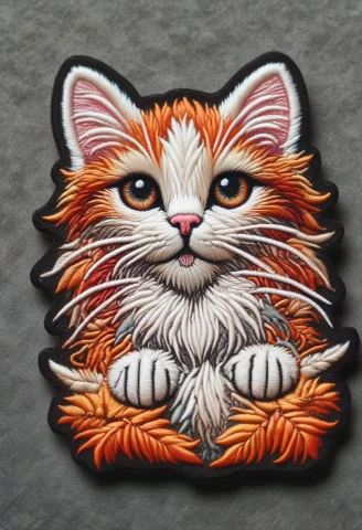 A Realistic Cute Cat Face Rendered As An Embroidered Patch,... — SDXL AI Prompt: A realistic cute cat face rendered as an embroidered patch, visible stitched fur...