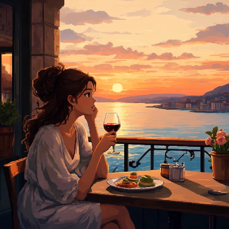 Pixel Art. Beautiful Young Woman In A Light Dress Sitting In...