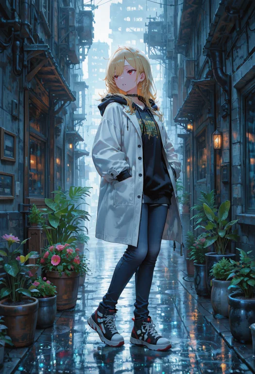 1girl, Solo, Lazypos, Anime-style, Delicate, Dreamy, Looking...