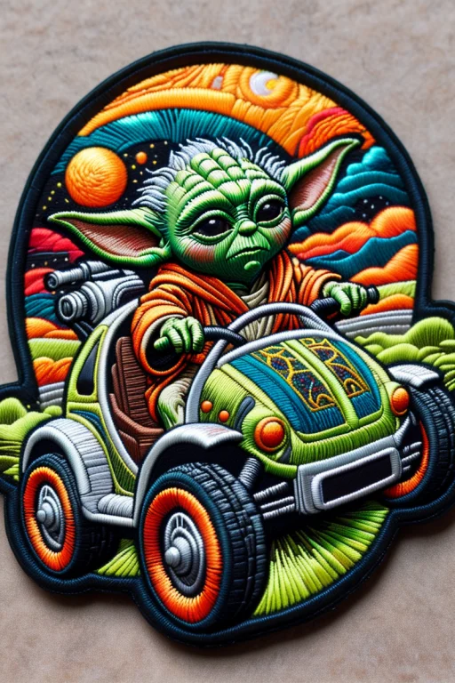 Yoda Driving A Futuristic Vehicle, Surreal, Scenery, Landsca...