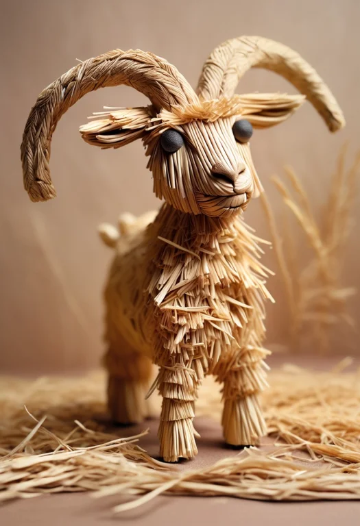 Made Of Straw, Polaroid Photograph, Goat Figurine Made Out O...