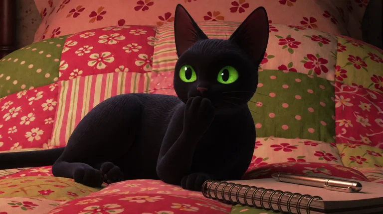 Erwgandwtc2020, A Sleek Black Cat With Glowing Green Eyes Re...