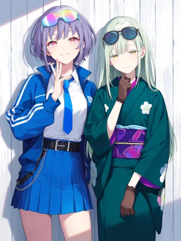 Aesthetic 2 Girls Artwork Free — Stable Diffusion AI Prompt: masterpiece, best quality, score_7, score_9, sensitive, very aesthetic, ultra de...
