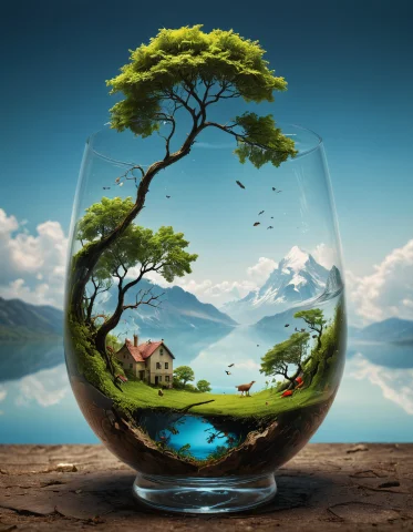Nature In A Glass, Surreal — SDXL AI Prompt: nature in a glass, surreal