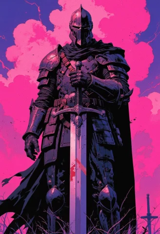 Cinematic Film Still Award Winning Photo .stark Pink And Pur... — FLUX AI Prompt: cinematic film still award winning photo .Stark Pink and purple sky with a black...