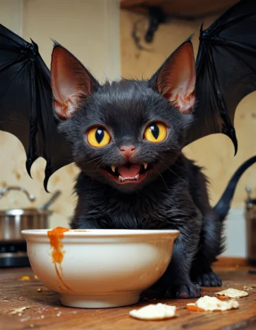 Best Quality, Masterpiece, Dogbat, No Humans, Animal Focus,... — SDXL AI Prompt: best quality, masterpiece, dogbat, no humans, animal focus, black cat, bat wings...
