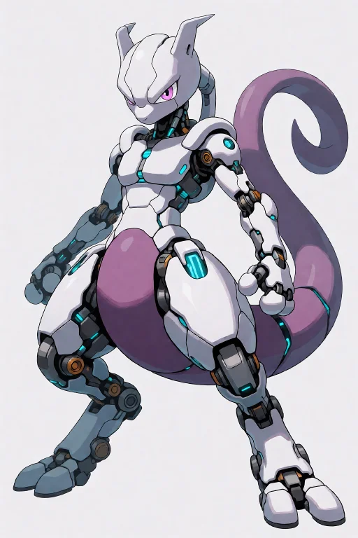 A Full Body Solo Image Of Mewtwo From Pokemon. Detailed Back...