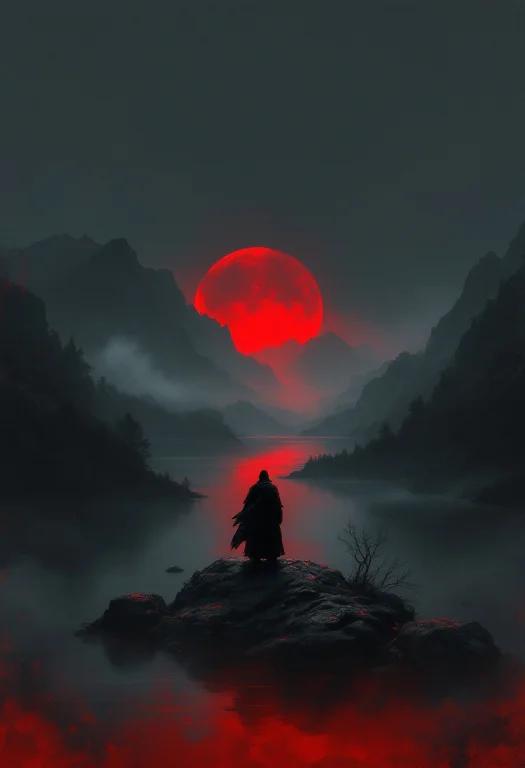 A Striking Digital Painting Of A Solitary Samurai Standing A...