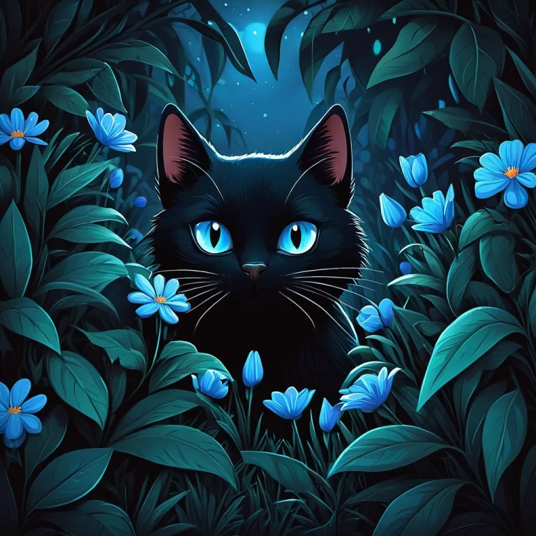 A Black Cat That Is Hiding In The Bushes, Behance Art, Cool...