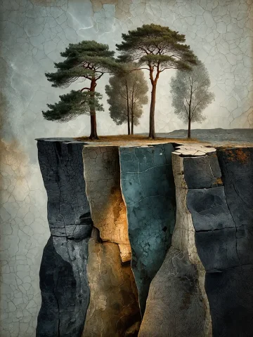 Bradhamel Art Style. A Serene, Minimalist Landscape Painting... — Stable Diffusion AI Prompt: Bradhamel art style. A serene, minimalist landscape painting of a cliff face wit...
