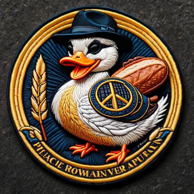 Ral-embroideredpatch Of A Tough Mafia Duck Wearing Dark Sung...