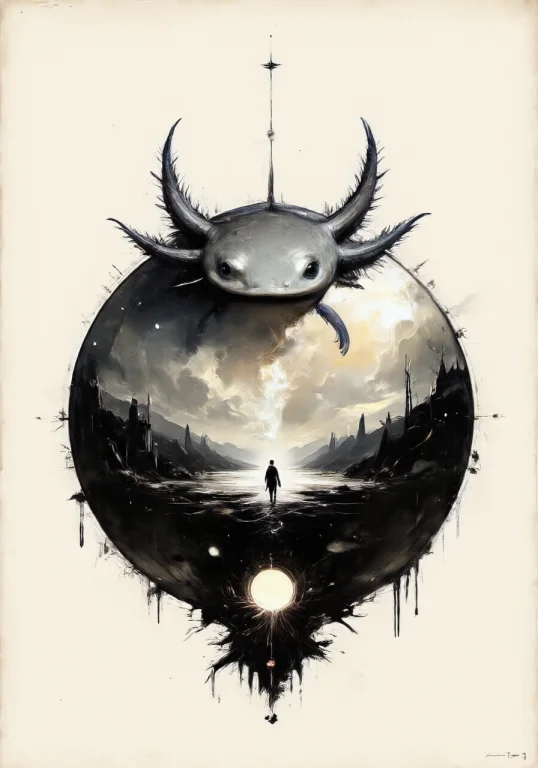 An Axolotl With Frilly Gills, Post-apocalyptic, A Human Livi...