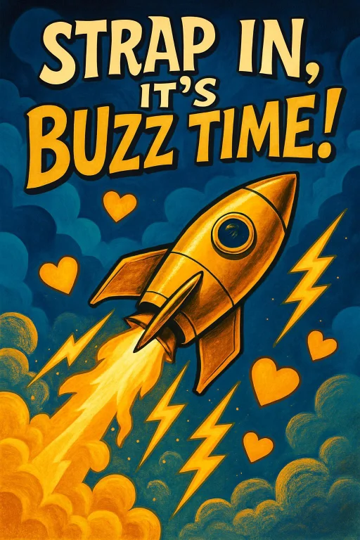 A Golden-yellow Rocket Blasting Off Into The Sky, Leaving Be...
