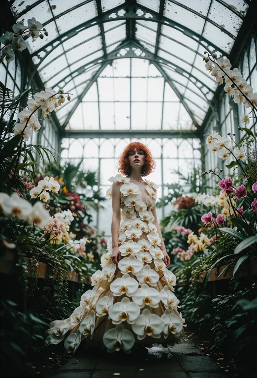 A Lush, Avant-garde Botanical Fashion Shot In The Bold Style...