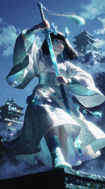 1girl, Solo, Azureblood, Legendaryhumanlineage, Wuxiafantasy...