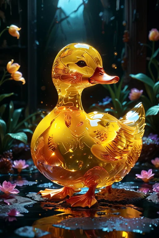 Gl4ssj3m, Glass Yellow Duck , Gem , Glitter, Glowneon, Lorag...