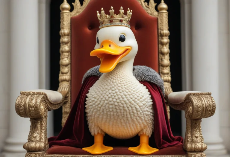 Madefromteef, Photorealistic, A Smug Rubber Duck King In A T...