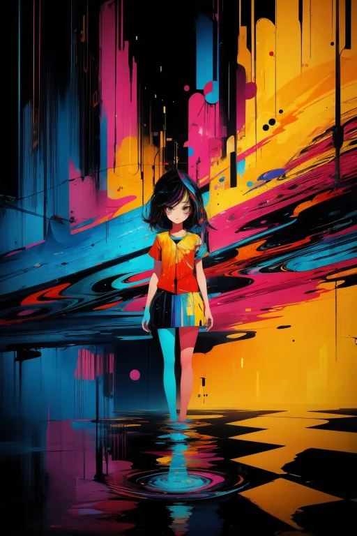 1girl, Abstract Art Stylized By Alberto Biasi1.3 And Michael...